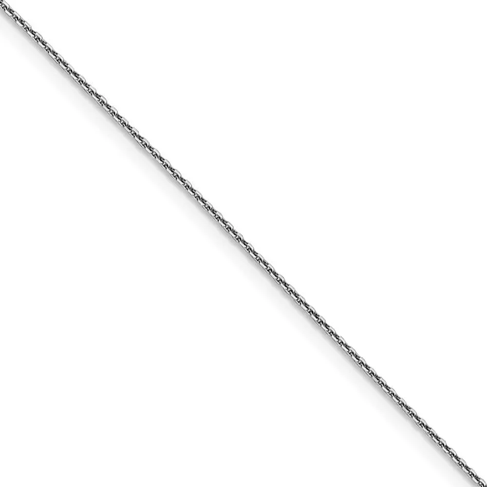 0.9mm 10k White Gold Diamond Cut Cable Chain Necklace