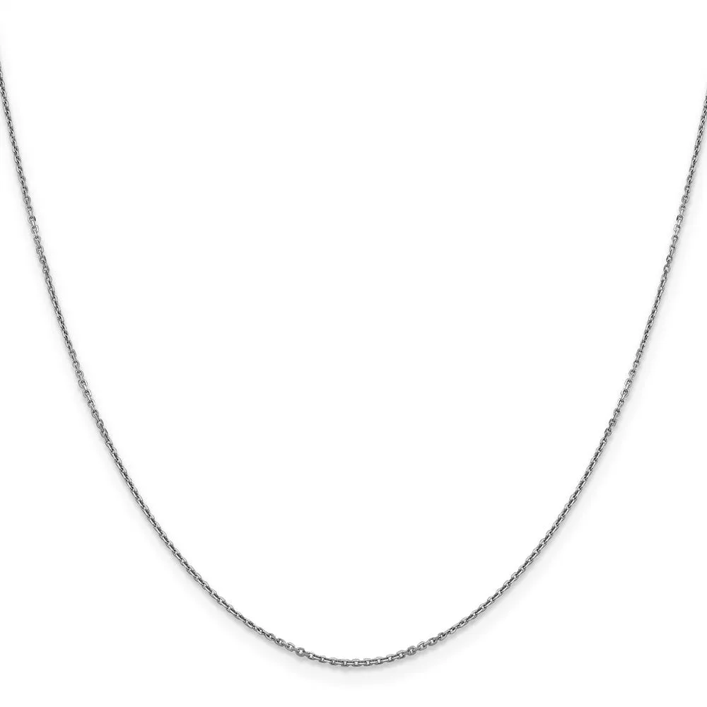 0.9mm 10k White Gold Diamond Cut Cable Chain Necklace