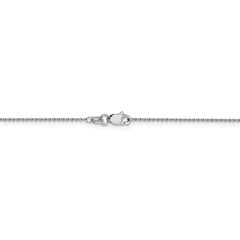 0.9mm 10k White Gold Diamond Cut Cable Chain Necklace