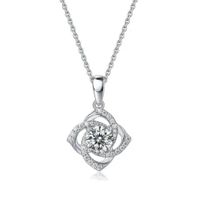 1 Ct Moissanite Diamond Rose Pendant Necklace 925 Sterling Silver MXFN8152