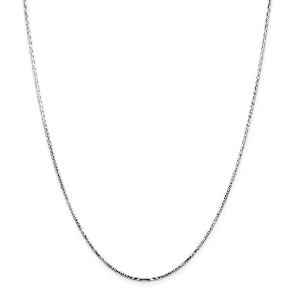 1.25mm Sterling Silver, Round Solid Snake Chain Necklace