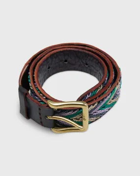 1.25" African Fully Beaded Belt in Green/Bullet Arrow