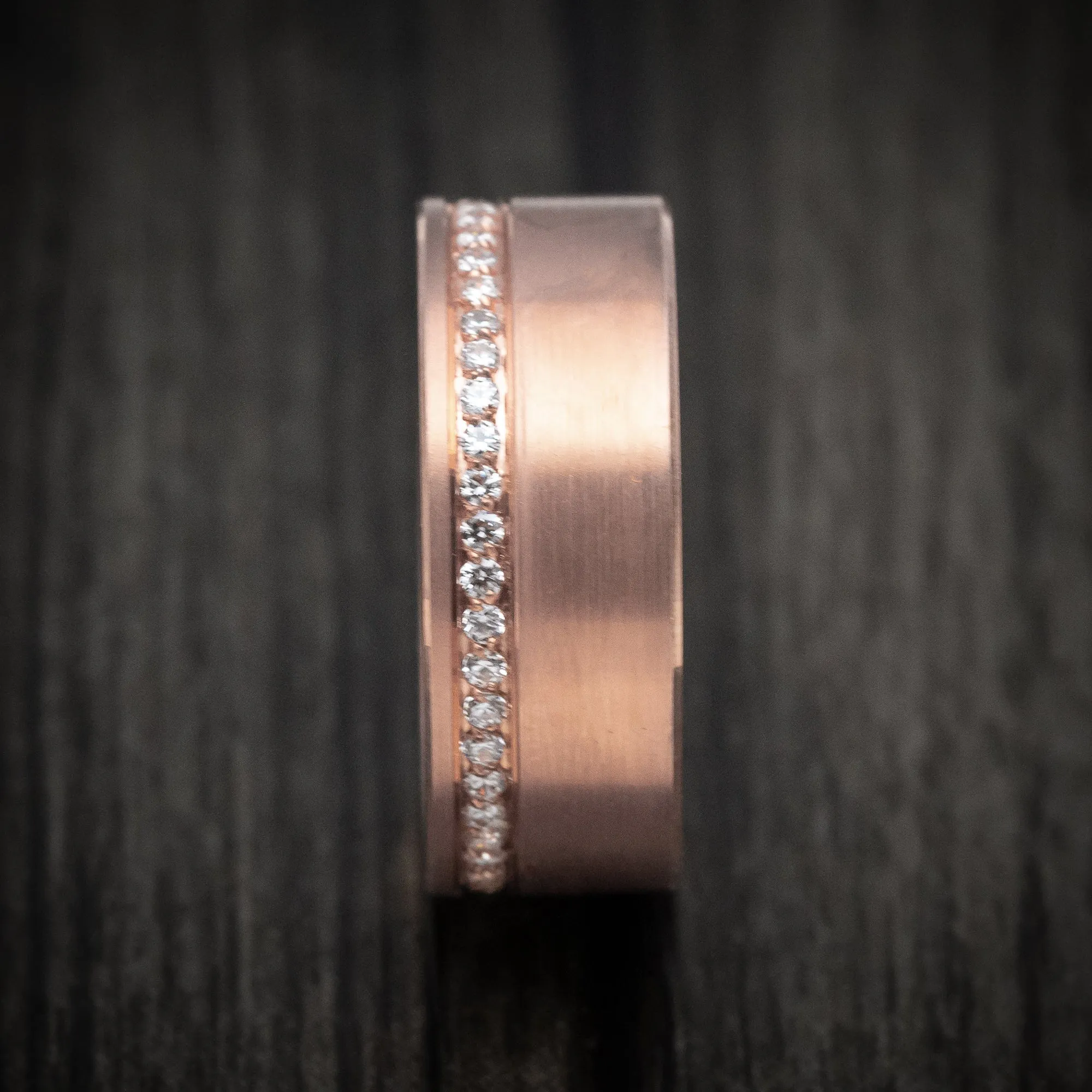 14K Rose Gold Men's Ring with Diamonds Custom Wedding Band