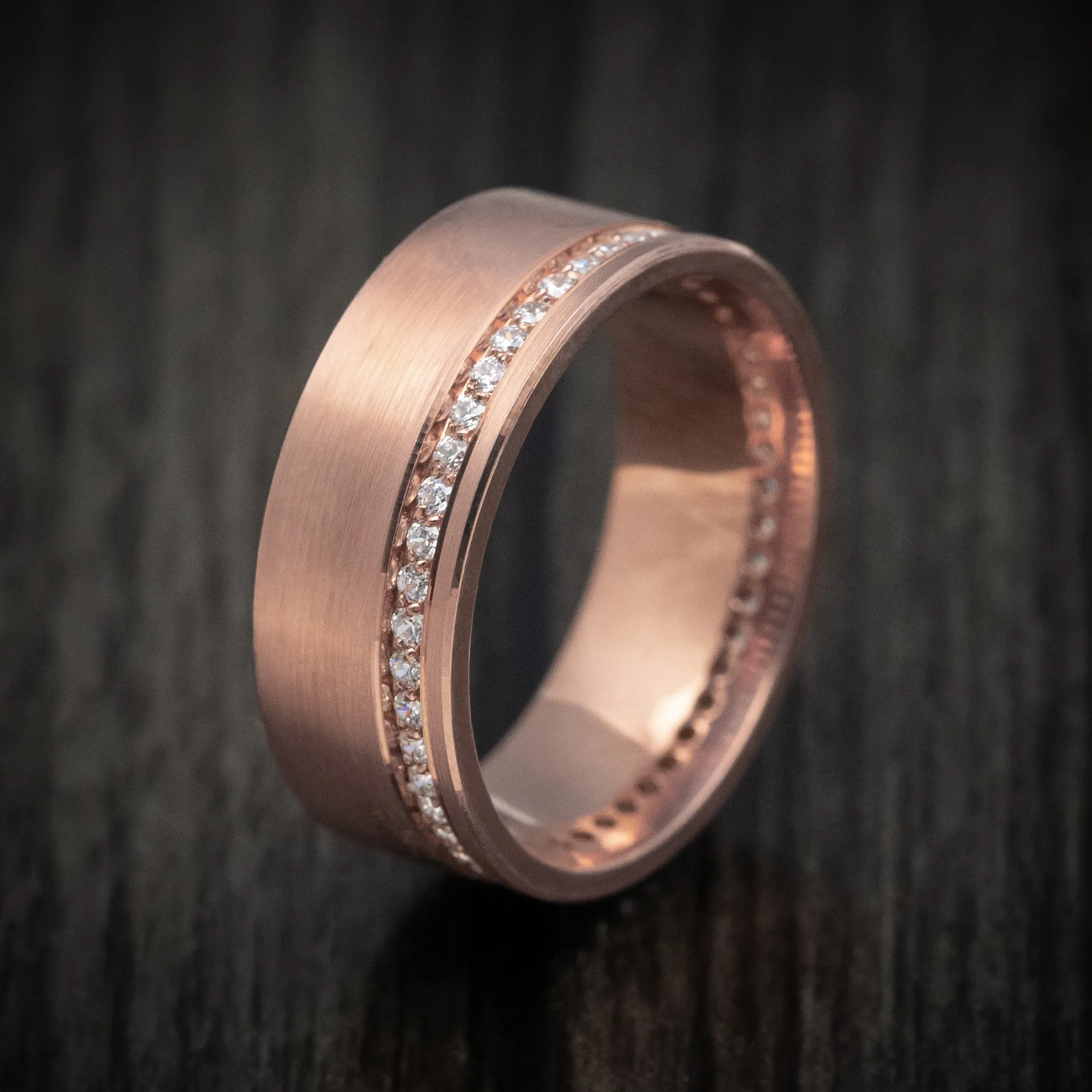 14K Rose Gold Men's Ring with Diamonds Custom Wedding Band