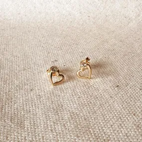 18k Gold Filled Dainty Heart Studs Earrings