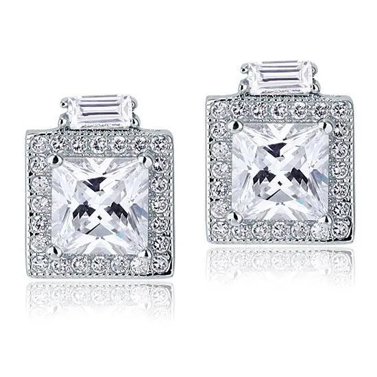 2 Carat Created Zirconia Vintage Style Stud 925 Sterling Silver Earrings MXFE8067