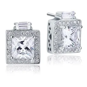 2 Carat Created Zirconia Vintage Style Stud 925 Sterling Silver Earrings MXFE8067