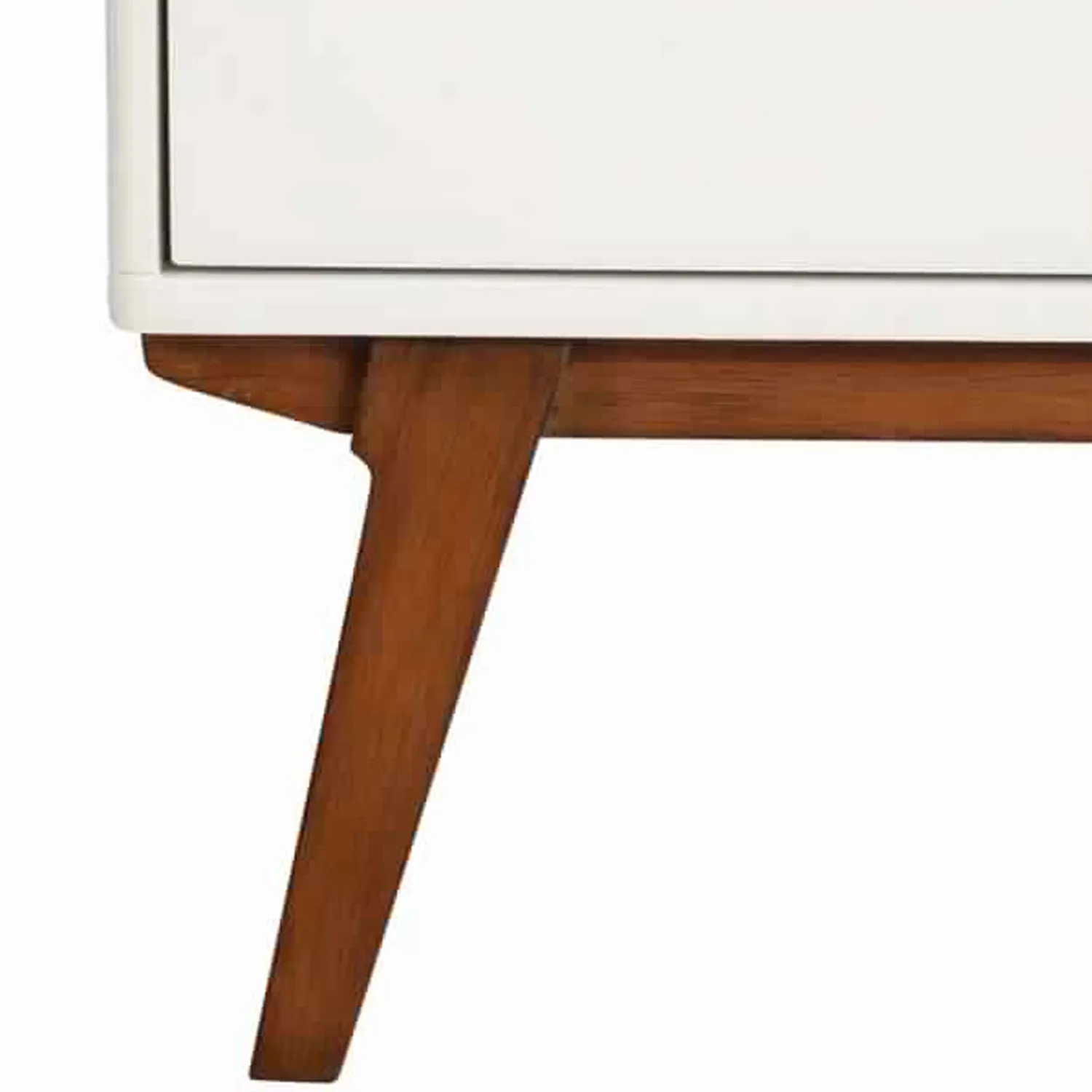 2 Drawer Wooden Nightstand With Angled Legs, White And Brown By Benzara