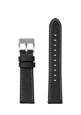 23mm Stitched Leather Band - Black