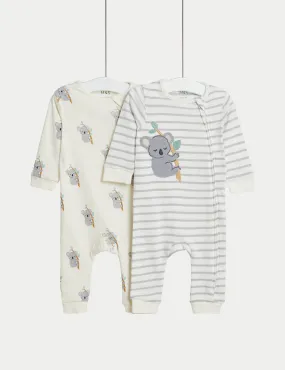 2pk Pure Cotton Koala Sleepsuits