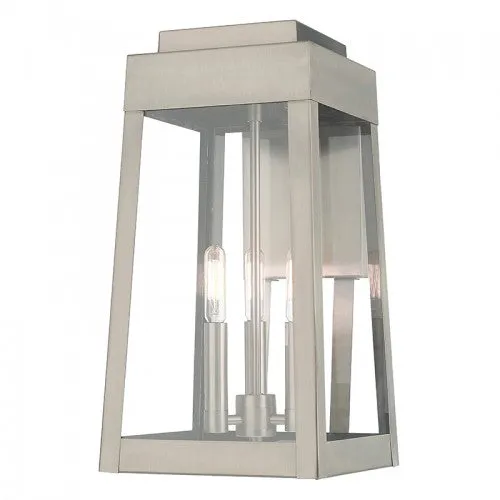 3 Lt Brushed Nickel Wall Lantern