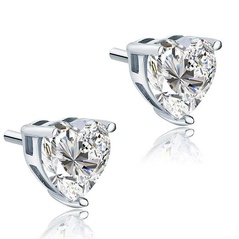 4 Carat Heart Cut Created Zirconia Stud 925 Sterling Silver Earrings MXFE8084