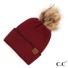 #722 CC Pom Beanie (Accented Cuff)