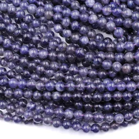 A Grade Natural Iolite 4mm 6mm Round Beads Genuine Real Purple Blue Iolite Gemstone 15.5" Strand