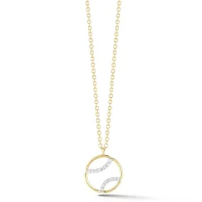 AF Jewelers - Small Tennis Ball Pendant Necklace with Diamonds, 18k Yellow and White Gold