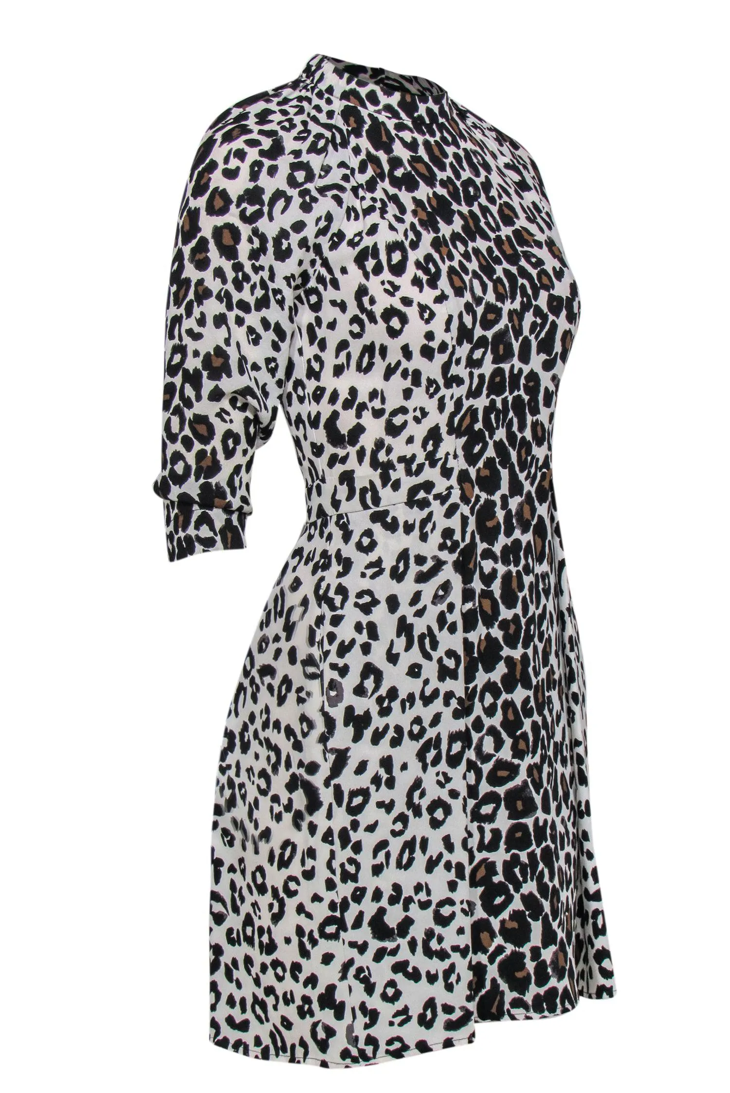 A.L.C. - Beige, Black & Brown Leopard Print Silk Sheath Dress Sz 2