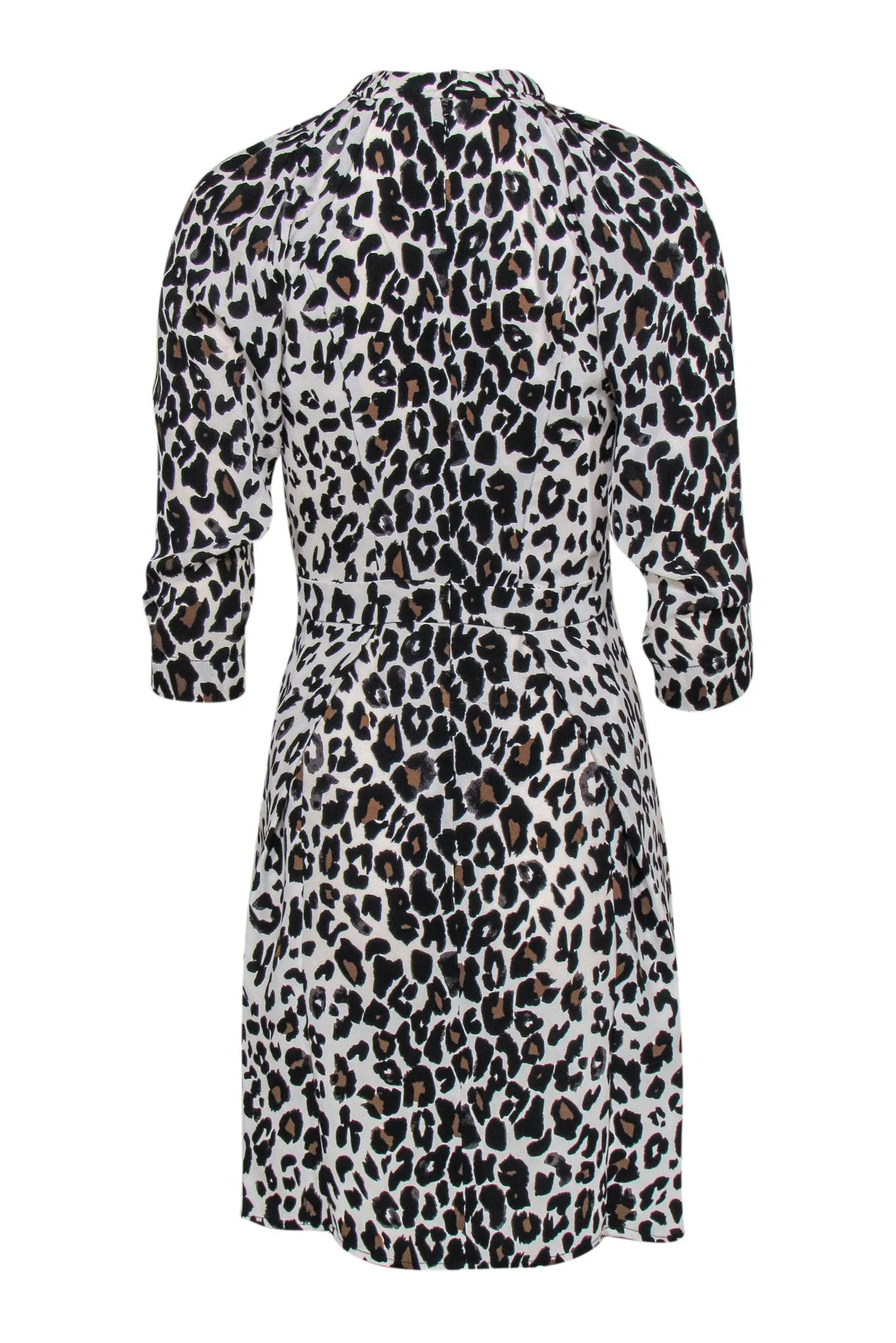 A.L.C. - Beige, Black & Brown Leopard Print Silk Sheath Dress Sz 2