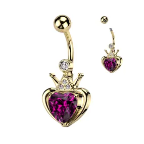 Amethyst Monarchy Crown Belly Bar with Gold Plating