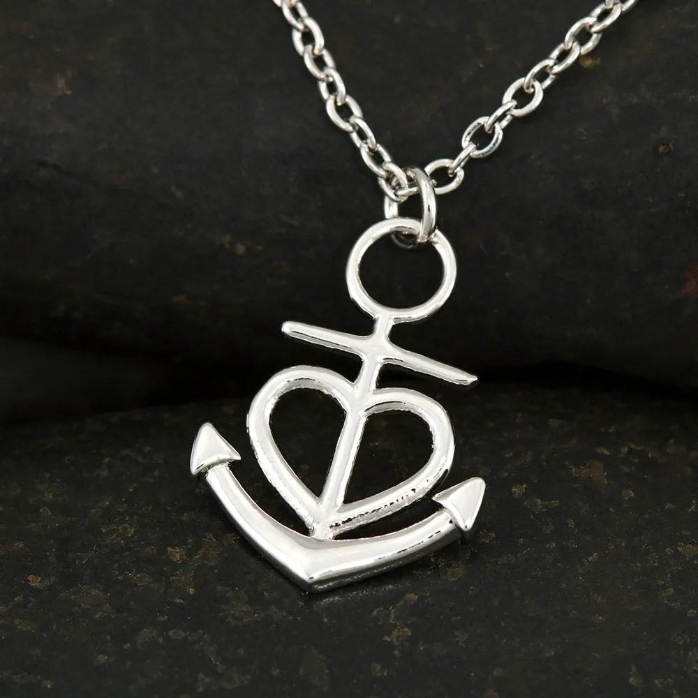 Anchor Heart Necklace With Son To Mom Adorable "I Love You" Message Card