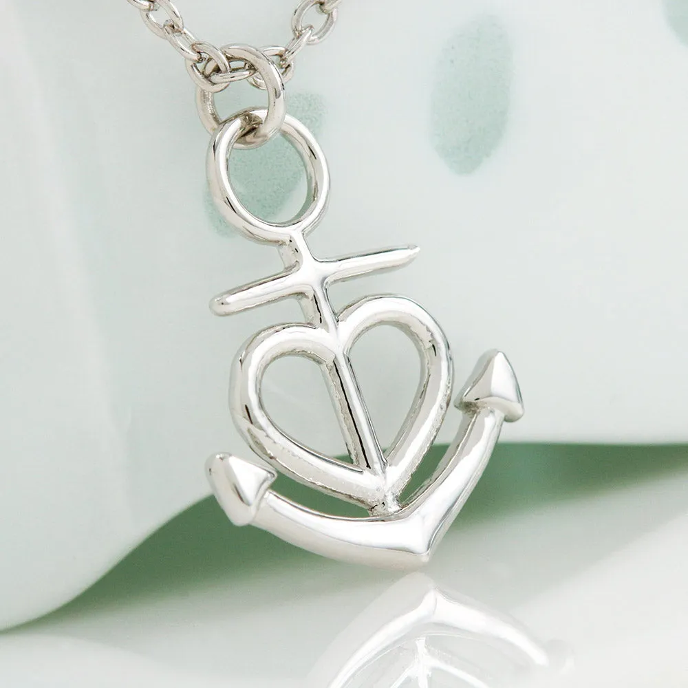 Anchor Heart Necklace With Son To Mom Adorable "I Love You" Message Card