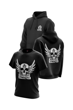 AS 'SKULL WINGS' HOODIE   TEE COMBO - BLACK