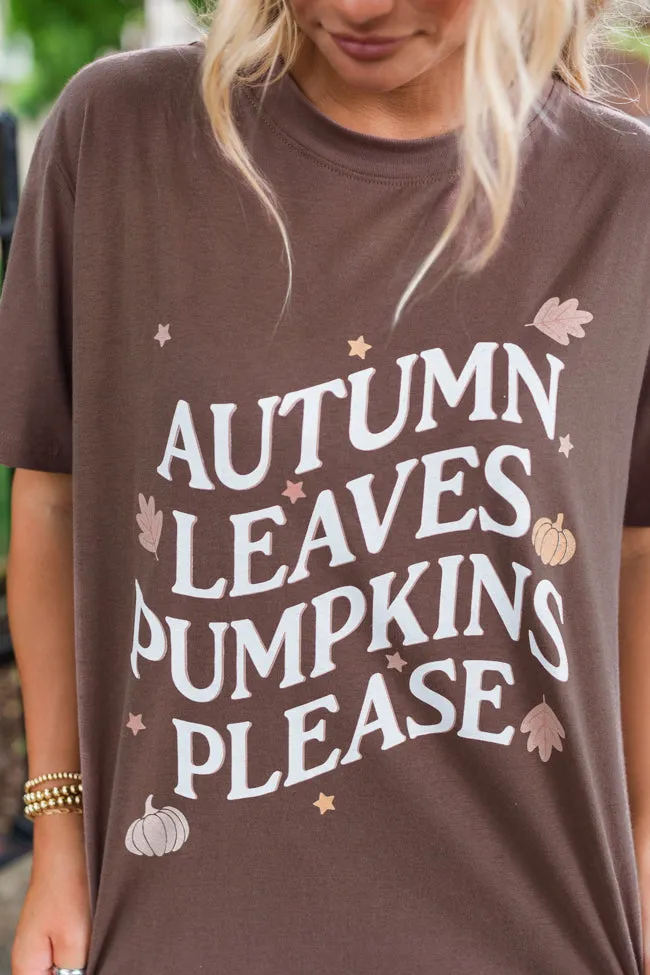 Autumn Leaves Pumpkin Please Mocha Oversized Graphic Tee