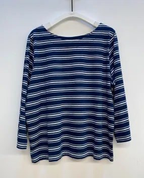 Babi Organic Cotton Stripe Top In Indigo & White Stripe