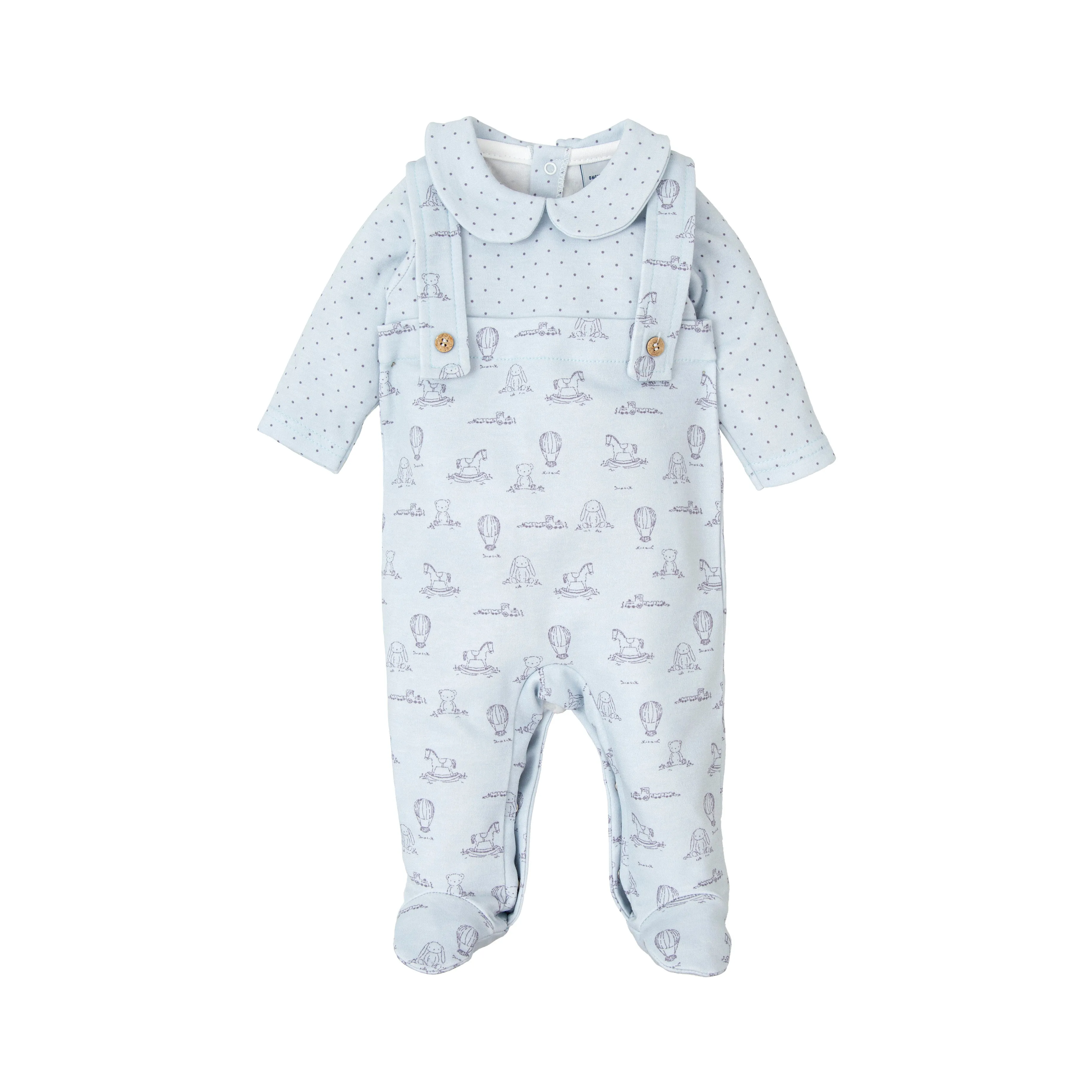 Babidu Baby Boys Blue Patterned  Babygrow