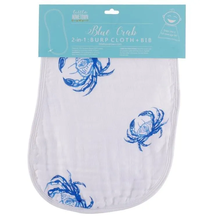 Baby Burp Cloth & Bib Combo: Blue Crab