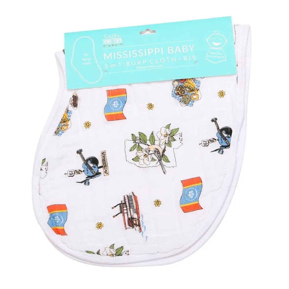 Baby Burp Cloth & Bib Combo: Mississippi