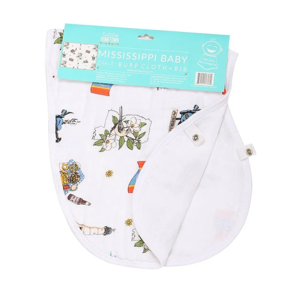 Baby Burp Cloth & Bib Combo: Mississippi