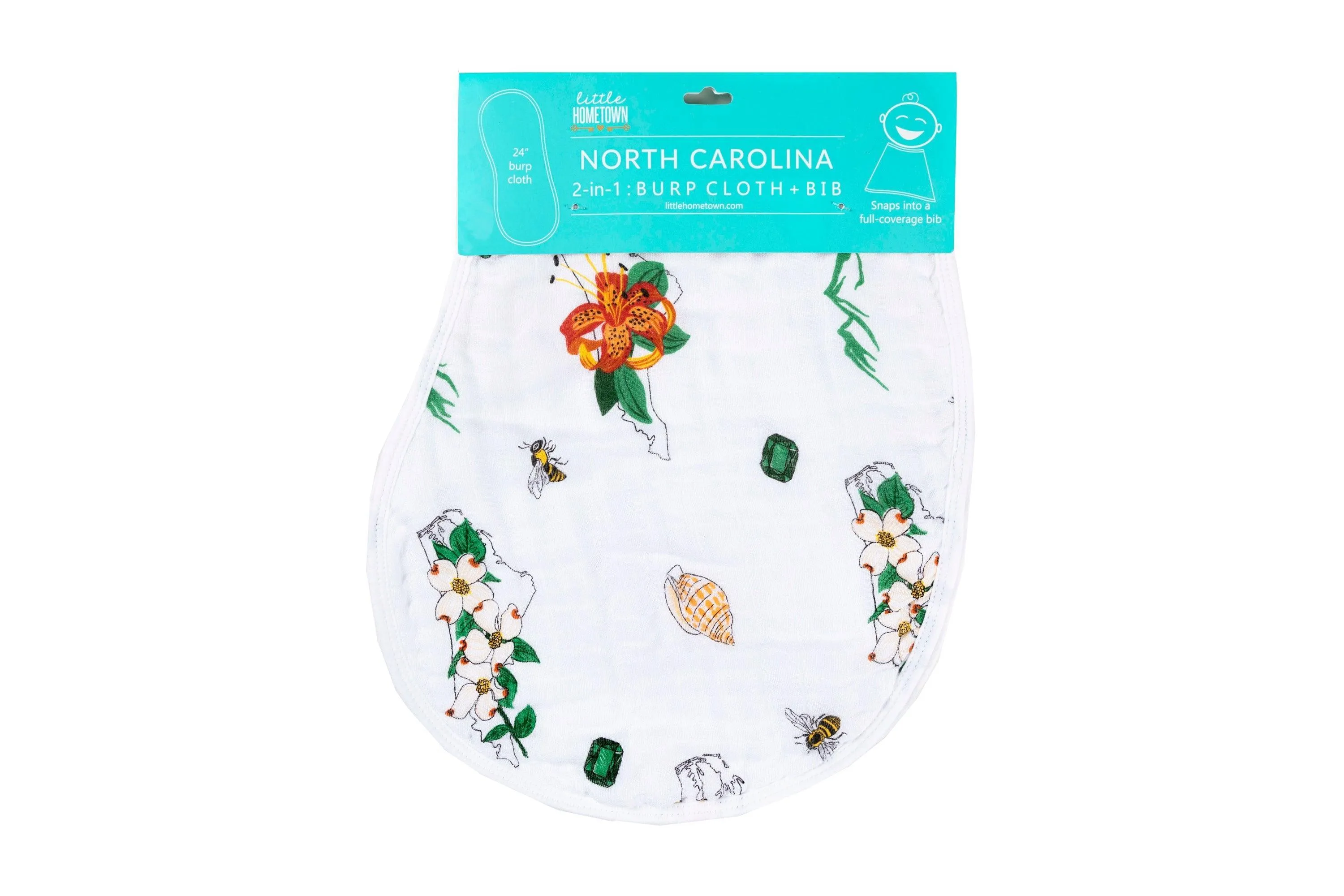 Baby Burp Cloth & Bib Combo: North Carolina (Floral)