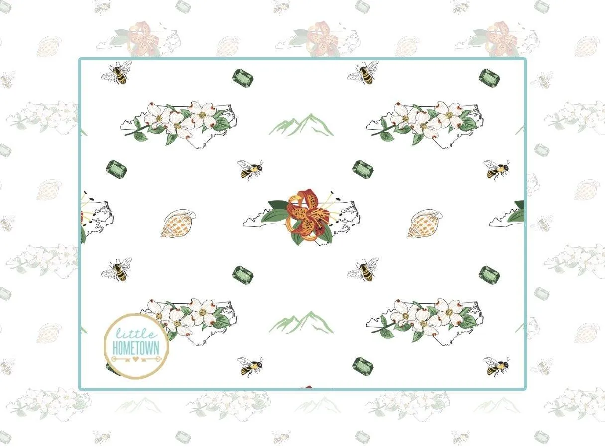 Baby Burp Cloth & Bib Combo: North Carolina (Floral)