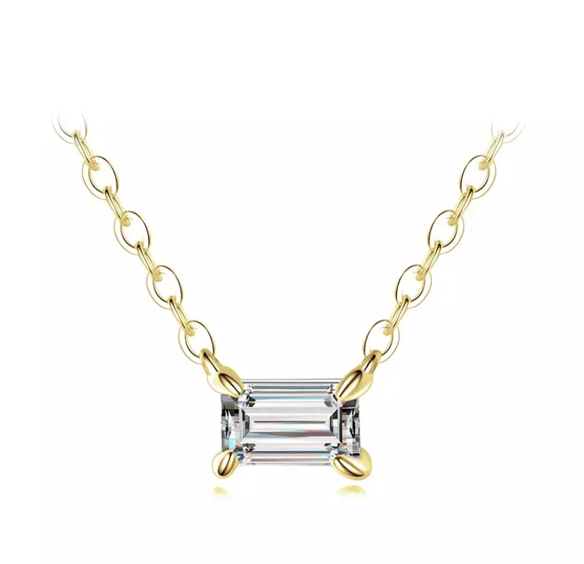 Baguette Solitaire Necklace