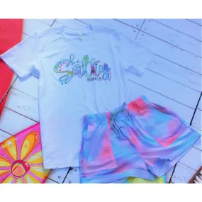 Be Salty Tie Dye Short Set (White Tee/Tie Dye Shorts)