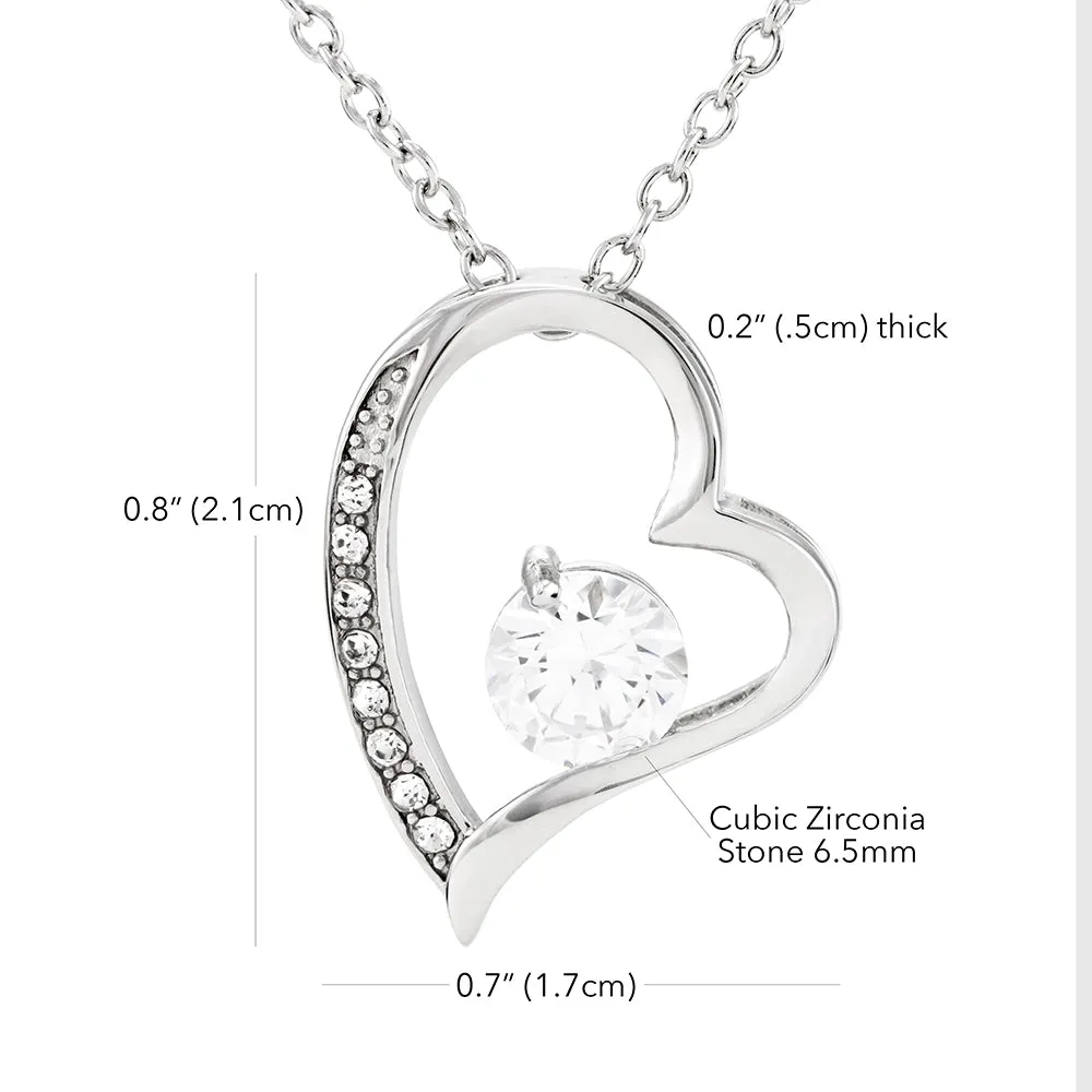 Beautiful Cubic Zirconia Heart Shape Necklace With Dad To Daughter "Be Safe Message Card