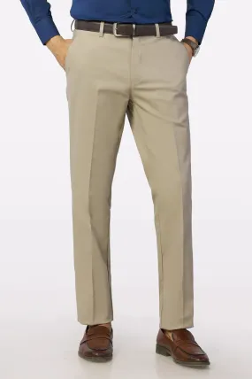 Beige Regular Fit Cotton Trouser