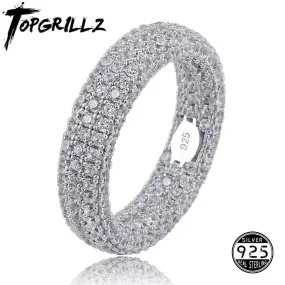 Best Quality 925 Sterling Silver Stamp Ring Full Iced Out Cubic Zirconia Mens Women Engagement Rings Charm Jewelry For Gifts