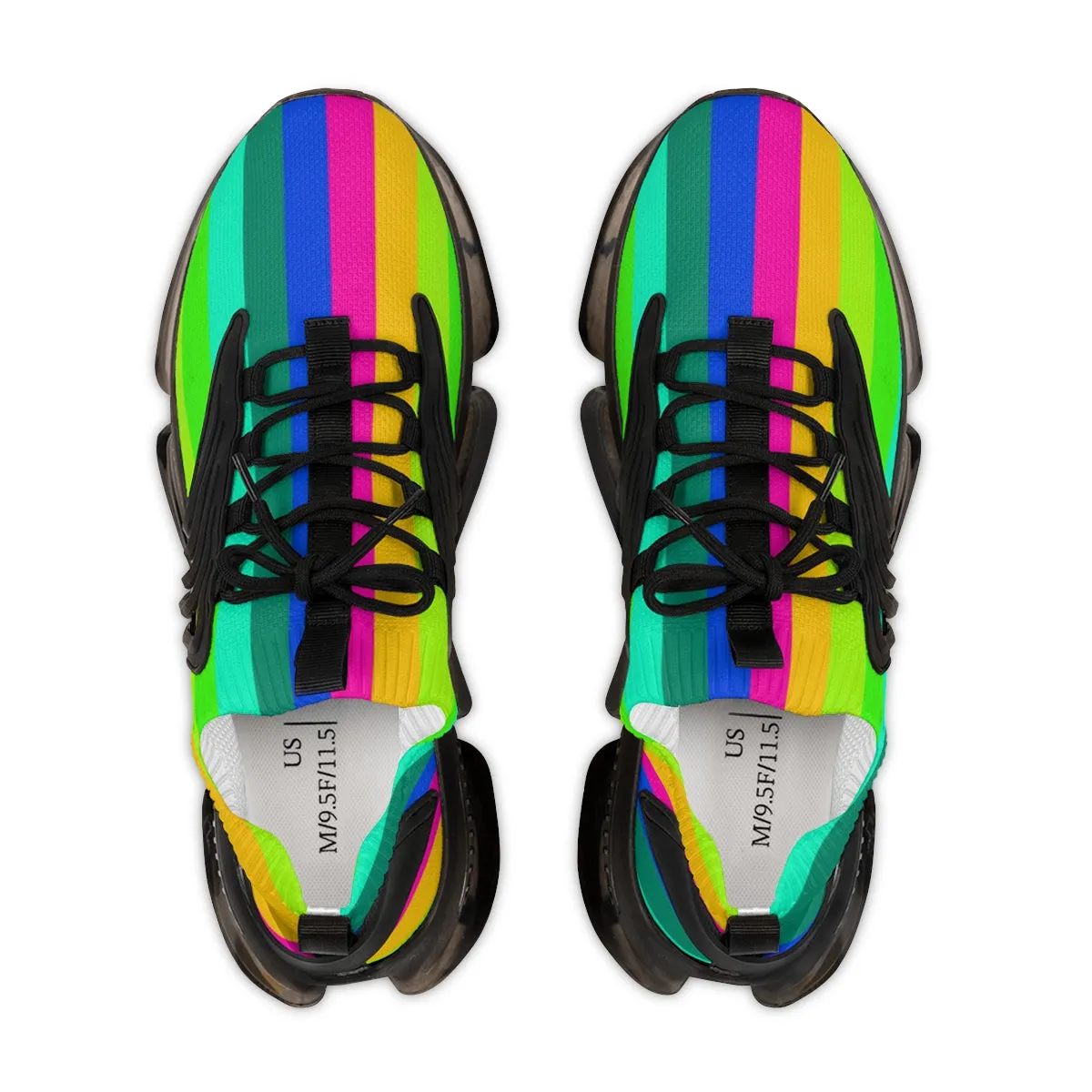 Best Rainbow Striped Men's Shoes, Gay Pride Fun Colorful Best Comfy Men's Mesh Sports Sneakers