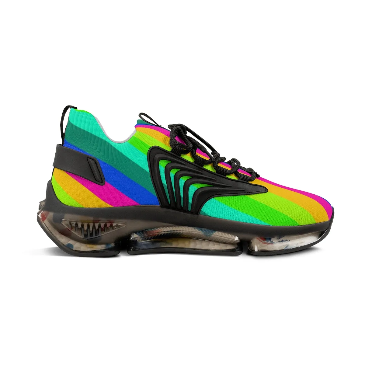 Best Rainbow Striped Men's Shoes, Gay Pride Fun Colorful Best Comfy Men's Mesh Sports Sneakers