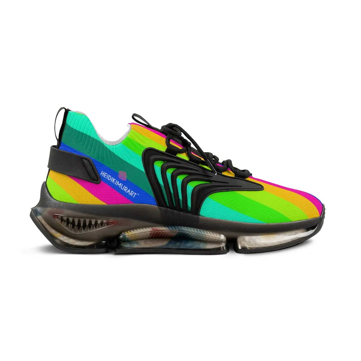 Best Rainbow Striped Men's Shoes, Gay Pride Fun Colorful Best Comfy Men's Mesh Sports Sneakers