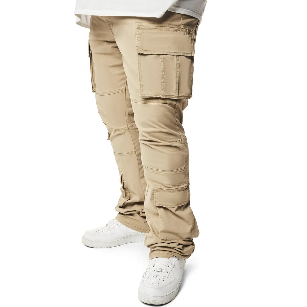 Big and Tall - Utility Multi Pocket Stacked Twill Pants - Khaki