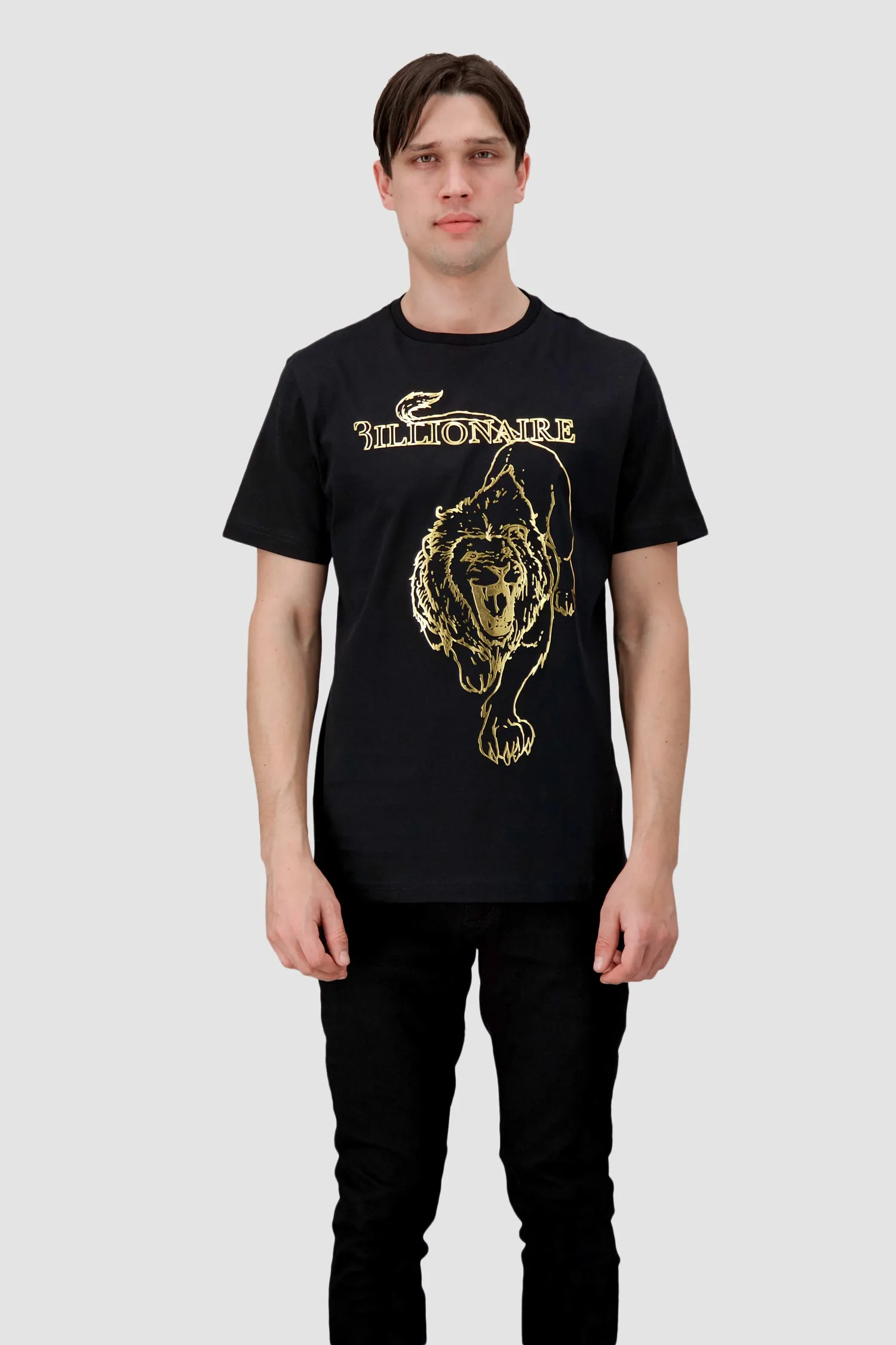 Billionaire Black/Gold SS Lion Round Neck T-Shirt