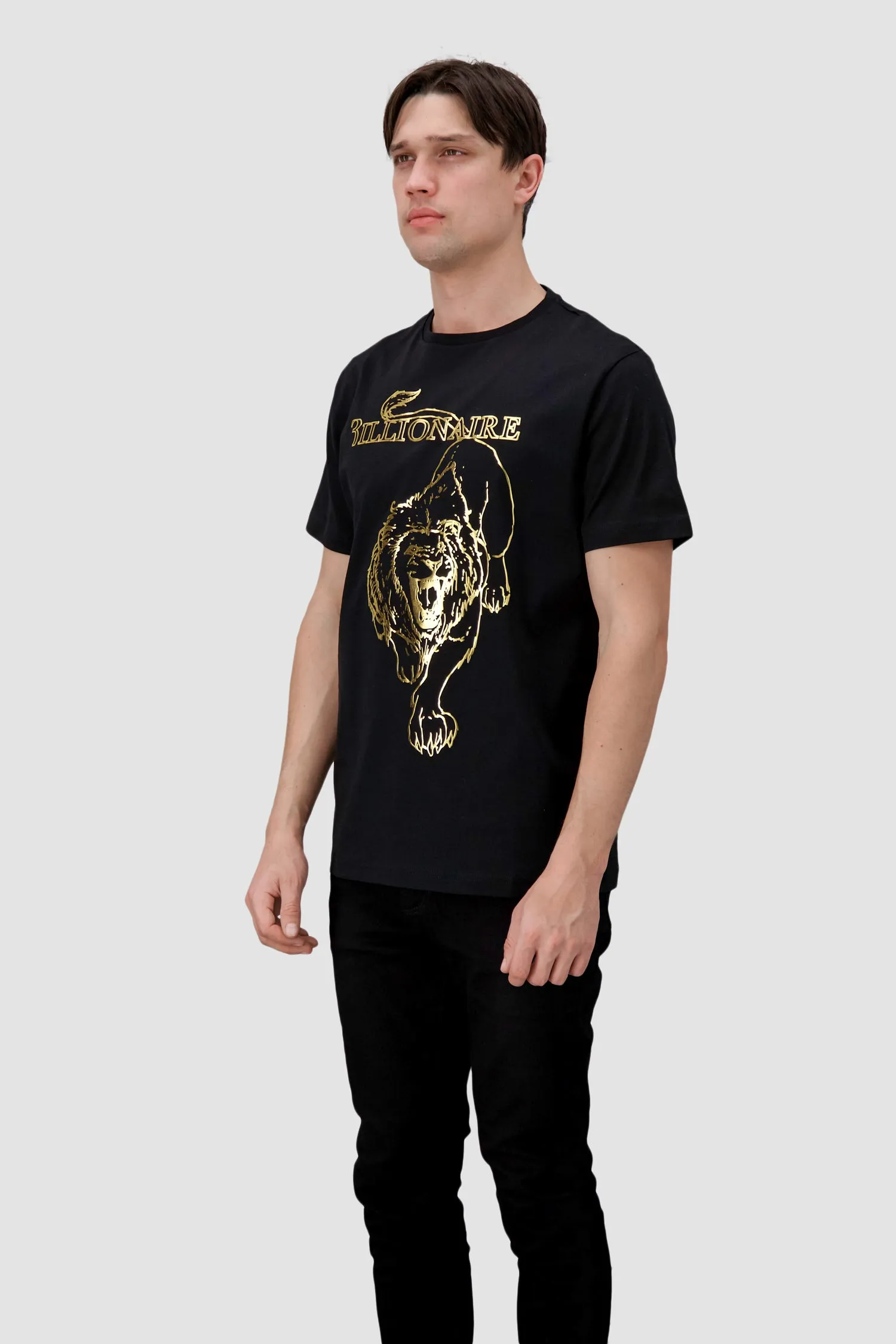 Billionaire Black/Gold SS Lion Round Neck T-Shirt