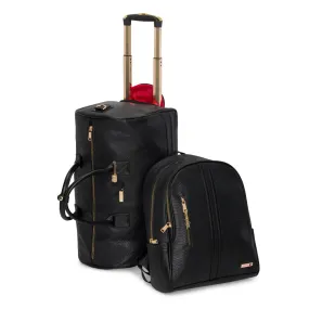 Black Apollo 1 Faux Snakeskin Backpack & Rolling Duffle Bag