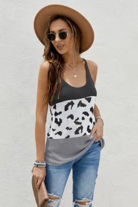 Black Colorblock Knit Tank Top