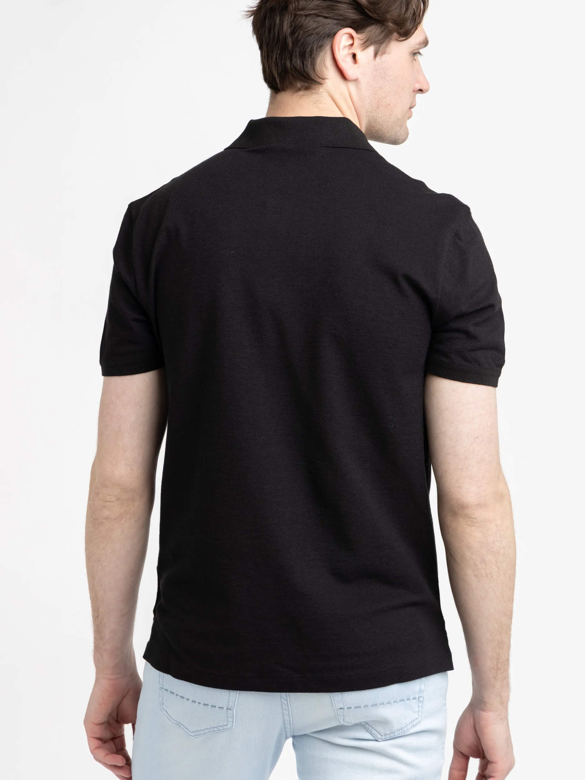 Black Cotton-Blend Polo