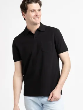 Black Cotton-Blend Polo