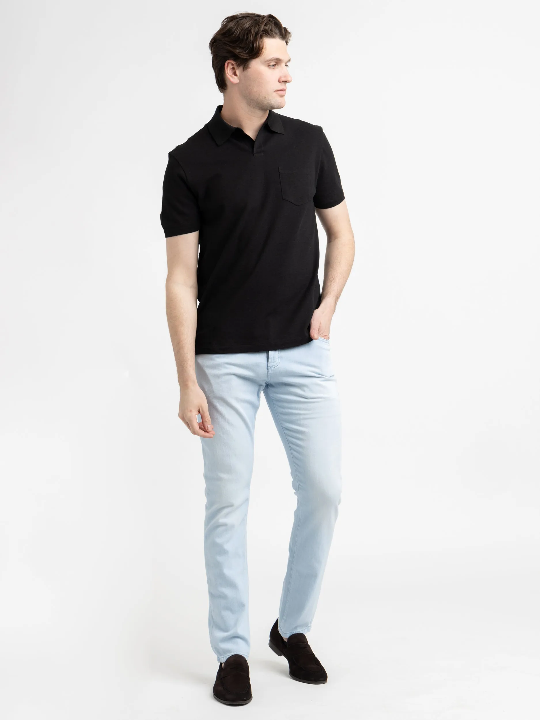 Black Cotton-Blend Polo