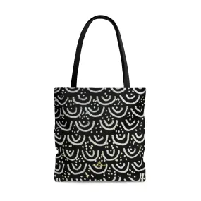 Black Mermaid Tote Bag, Designer S, M, L Size Market Grocery Square Bag - Made in USA